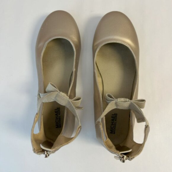 Michael Kors Girl's Kenyah Kay Gold Ballet Flats - Size 3 - Picture 3 of 4